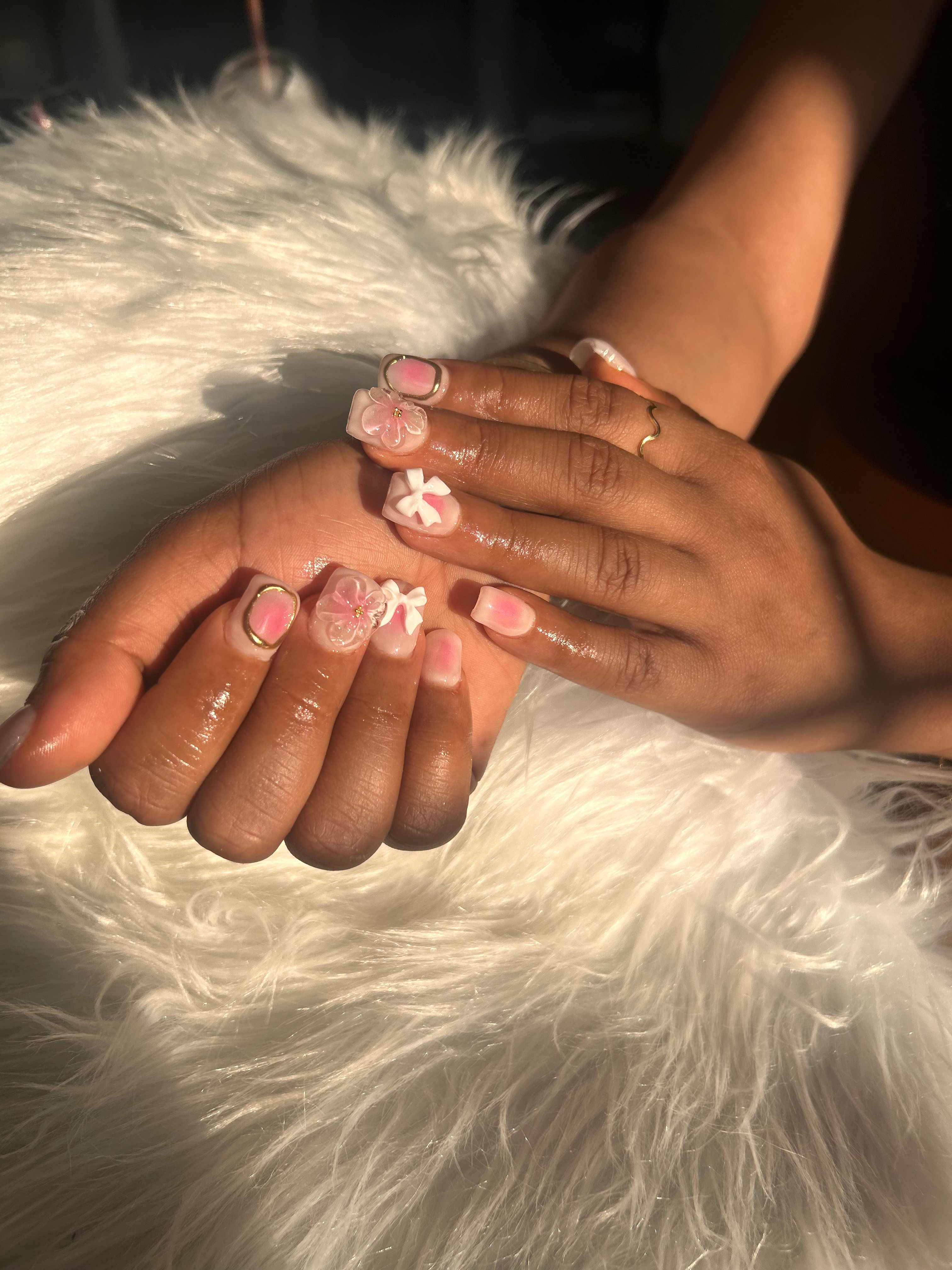 Red and pink heart statement nail set by Nails by Mo Gems
